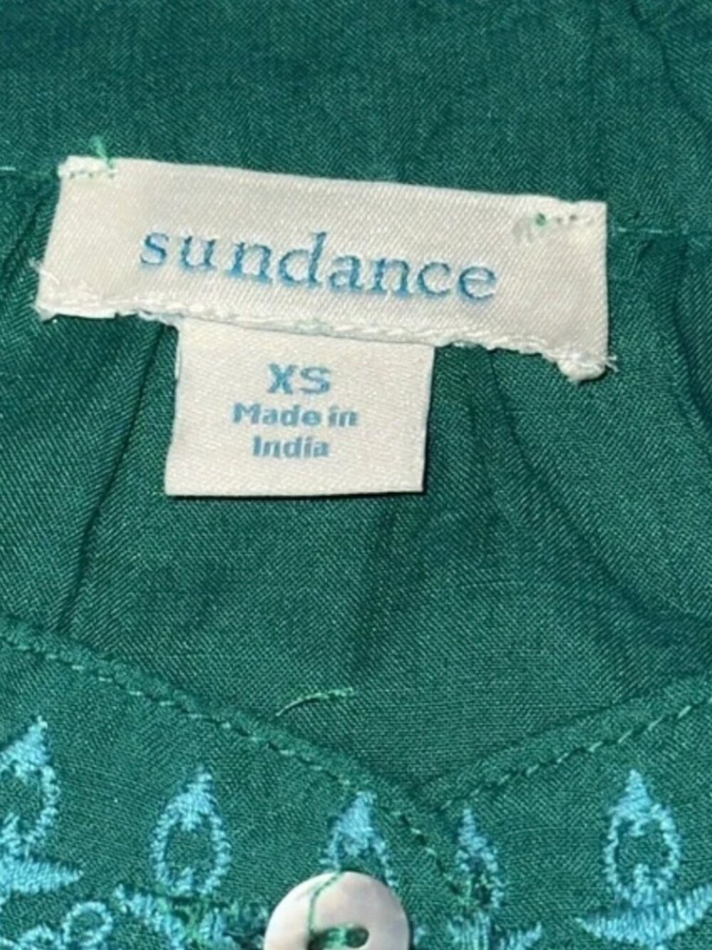 Sundance Almara Embroidered and Lace Long Sleeve in Teal Women's Top Size M - Picture 8 of 9